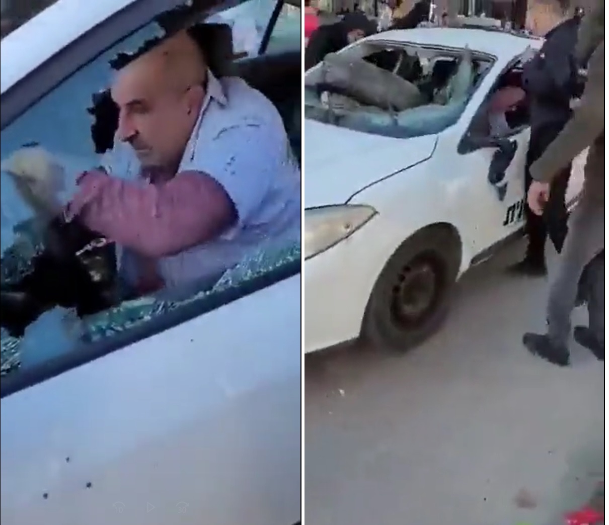 شاهد.. الاعتداء على "سائق إسرائيلي" وتكسير سيارته في مدينة نابلس